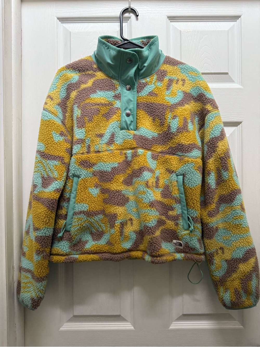 The North Face Women's Yellow, Mint & Brown Patterned Fleece Pullover